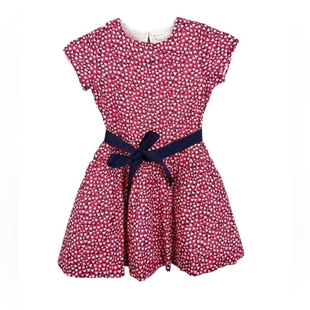 Crewcuts Heart Print Fit and Flare Dress Belted